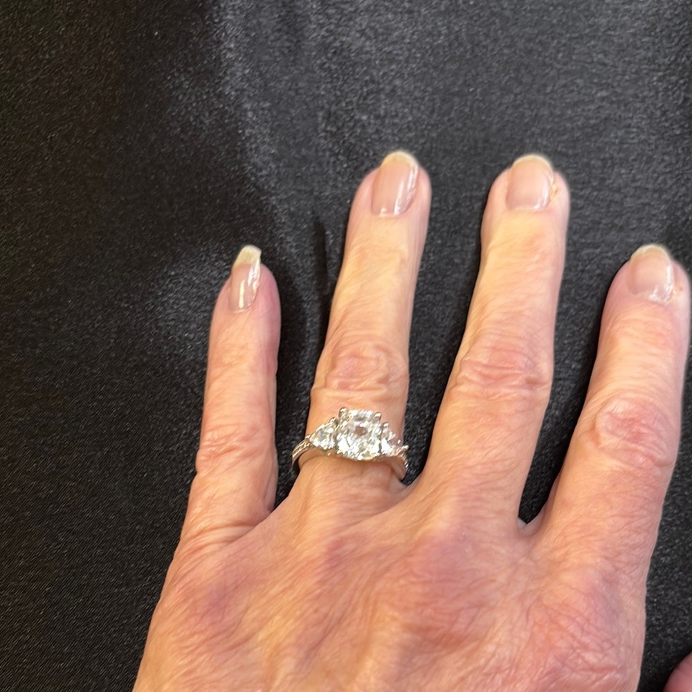 Elegant QVC Platinum Clad Diamonique Ring